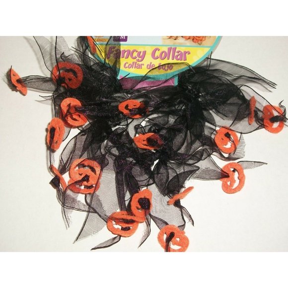 Rubies Pet Shop Black Orange Fancy Collar Scrunchie Pumpkins Small Med SM Medium